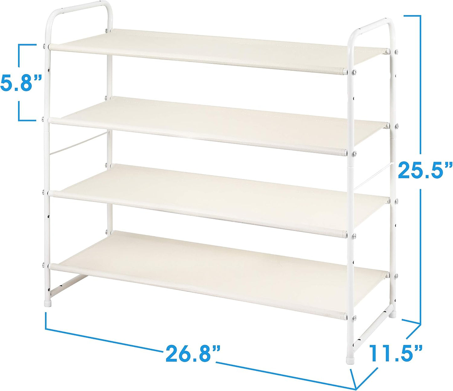 Simple Trending 3-Tier Stackable Shoe Rack, Expandable & Adjustable Shoe Shelf Storage Organizer, Wire Grid, Black