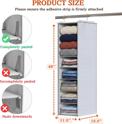Hanging Shoe Organizer for Closet, 8 Tier Extra Wide Closet Shoe Organizer | Adjustable Shelf Height for Boots and Shoes, Heavy Duty Hanging Shoe Rack for Closet Rod, Space-Saving Shoe Storage Organizer