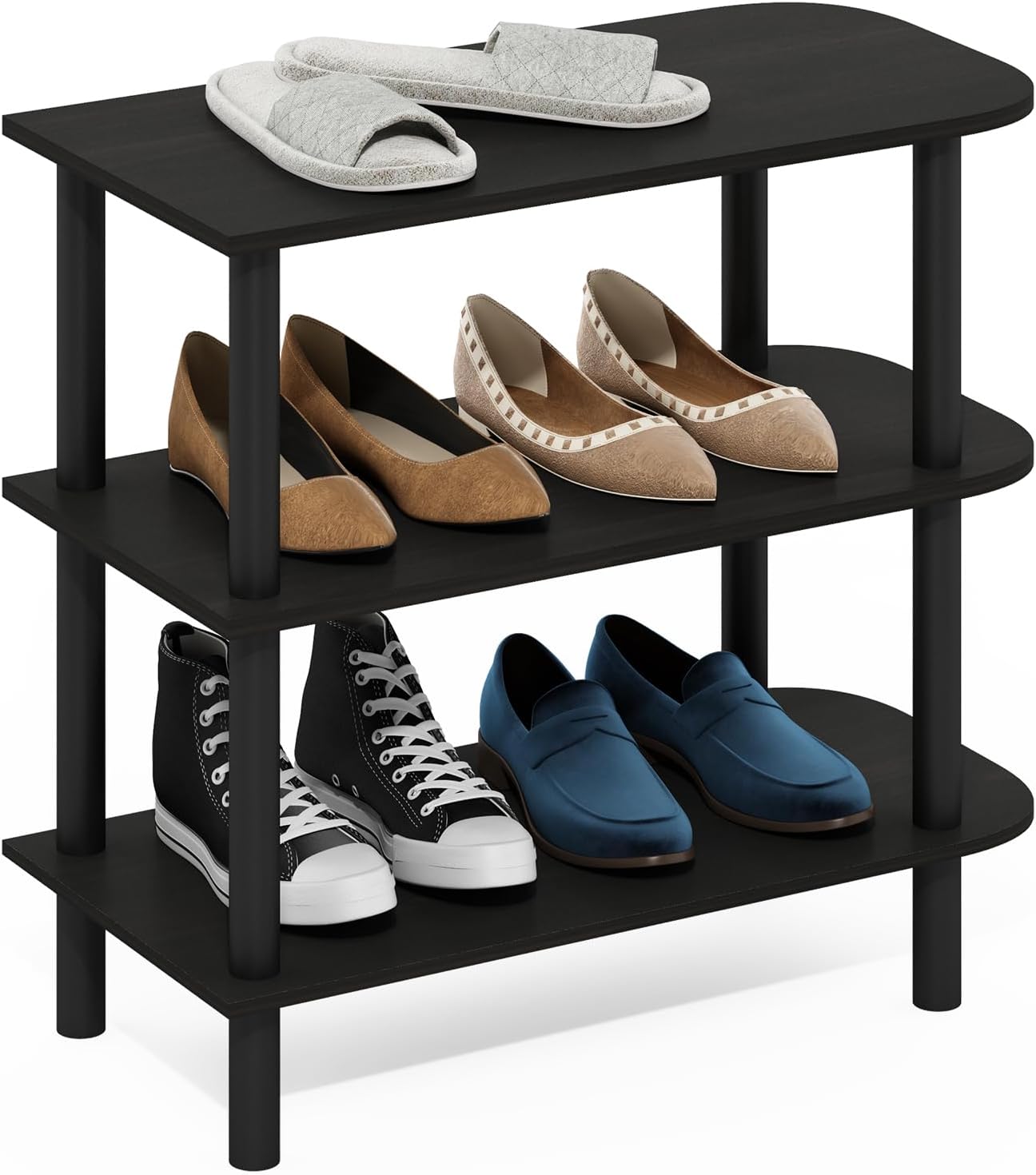 Furinno FANO Shoe Rack, 24-Inch Width 2-Tier Shoe Organizer, Stackable Shoes Storage, 11.7 x 24.2 x 11.7, for Closet Entryway, Office, Garage, Amber Pine