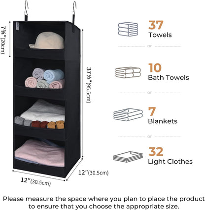 GRANNY SAYS 3-Shelf Hanging Closet Organizer and Storage, Collapsible Hanging Closet Shelves, Hanging Organizer for Closet & RV, Gray, 29 ½" H X 12" W X 12" D, 1-Pack