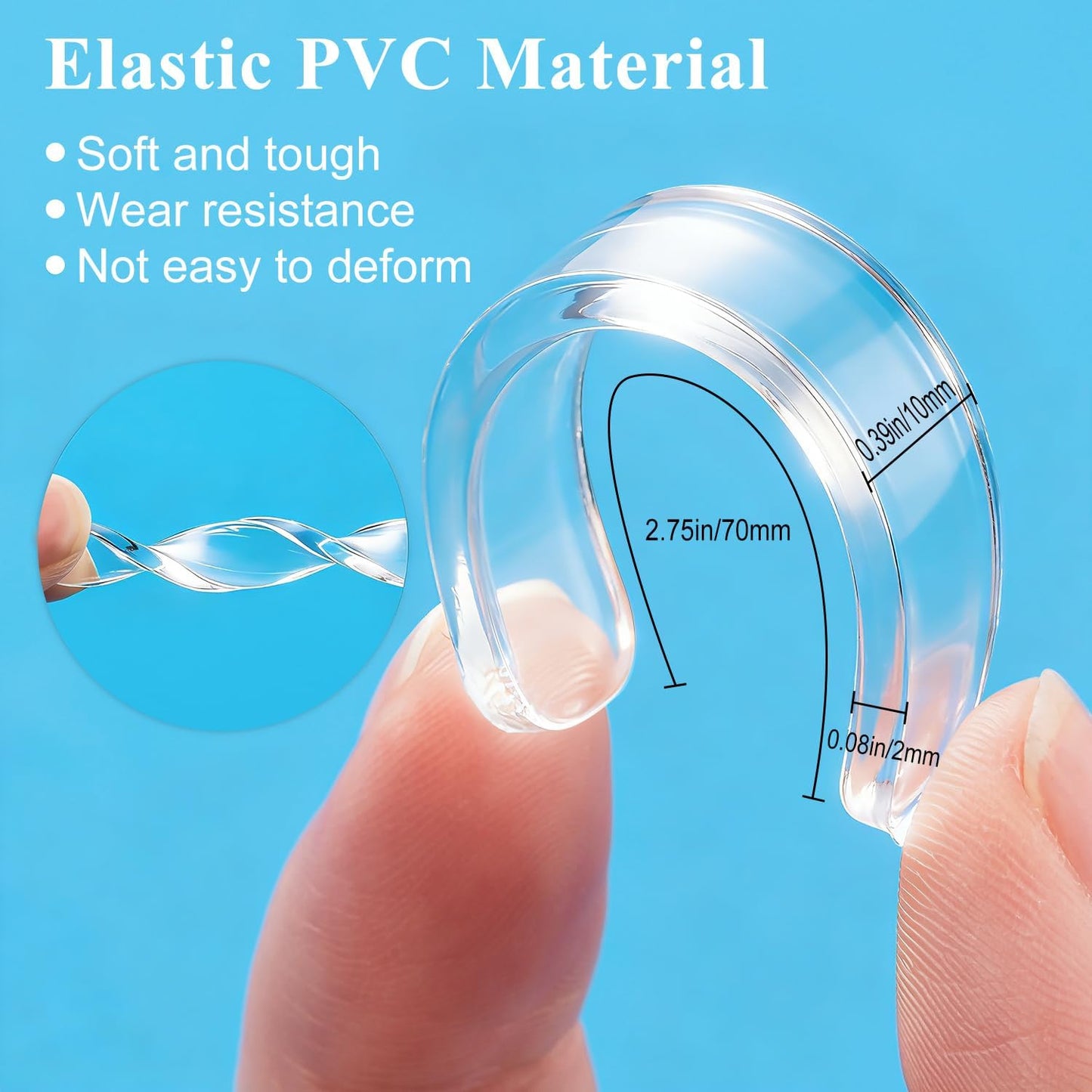 Cabinet Door Bumpers, 40 pcs Cabinet Bumper Clear Self Adhesive, Rubber Bumpers Stripes, Clear Bumper for Cabinets Pads for Sound Dampening Buffer Pads（2.75 * 0.4in）