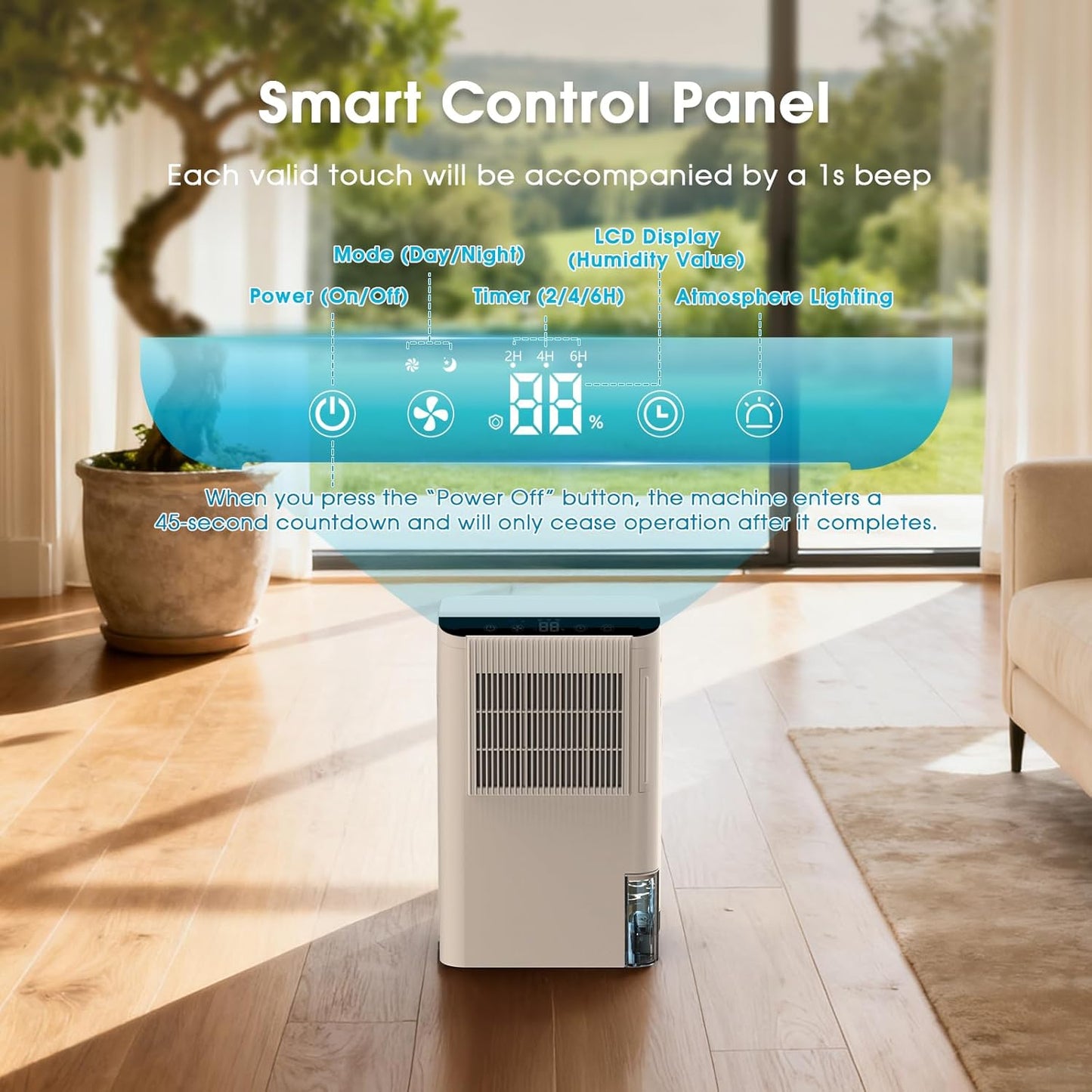 Dehumidifiers for Home, 2000 Sq.Ft Small Dehumidifier with 3.3ft Drain Hose, 2.5L Tank, Timer Sleep Mode, Portable Dehumidifier for Basement, Bedroom, Bathroom (Milk White)