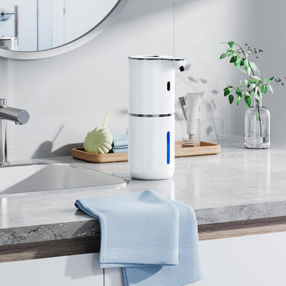 Automatic Soap Dispenser with Smart Digital Display, Touchless Rechargeable Hand & Dish Liquid Soap Dispenser for Kitchen & Bathroom - 6 Adjustable Level, Wall Mounted, 380ml IPX5 Waterproof