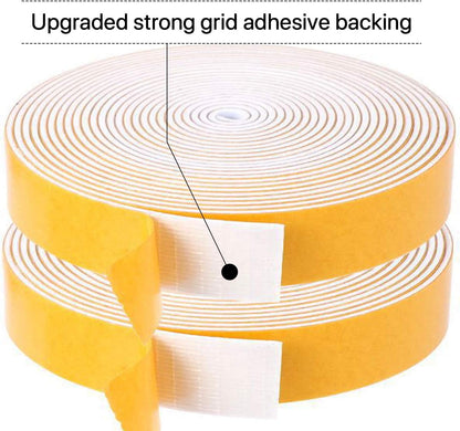 Door Weather Stripping-3 Rolls, 1/2 Inch Wide X 1/2 Inch Thick Total 20 Feet Long, Adhesive Foam Seal Tape for Window Insulation(6.5ft x 3 Rolls)