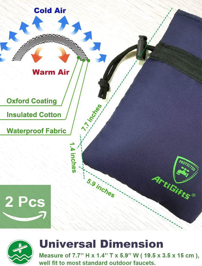 Pro Outdoor Faucet Cover Socks for Winter Freeze Protection, 5.9" W x 7.7" H, Mazarine Blue, Set of 2