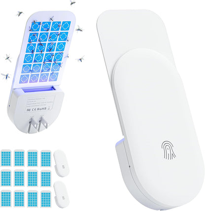 TIENBE Flying Insect Trap, 2 in 1 Indoor Plug-in Fruit Fly Trap, 1 Trap White and 6 Glue Cards, Fruit Fly Traps for Gnat, Moth, Mosquito, Suitable for Every Part of The Home
