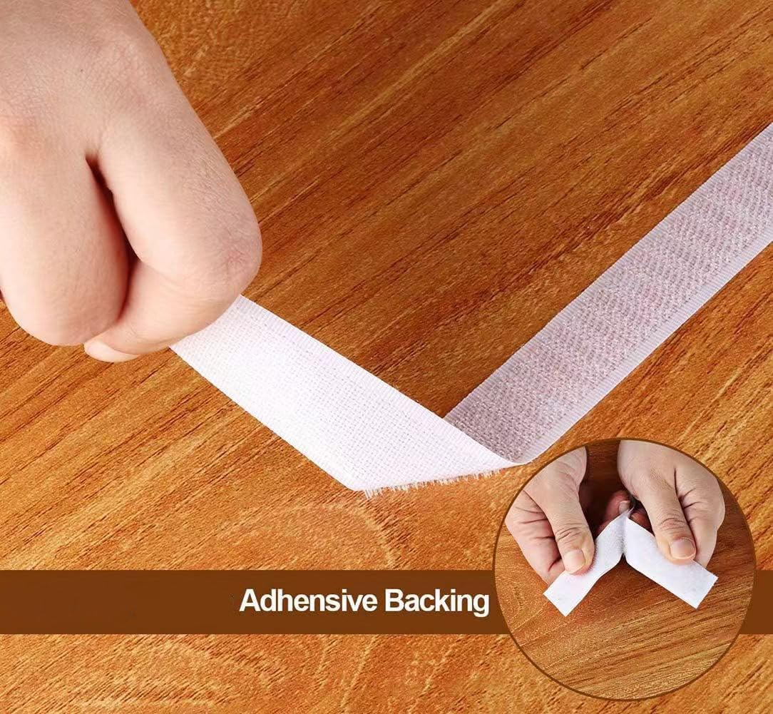 41Ft x 1 Inch Self Adhesive Strips, Heavy Duty Strong Back Sticky Fastening Tape,Nylon Fabric Fastener Mounting Tapes for Sewing, Crafting,DIY- Indoor or Outdoor Use (White)