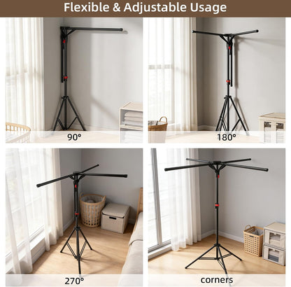 Clothes Drying Rack Foldable, Laundry Drying Rack Collapsible Space-Saving Tripod Clothing Drying Stand for Indoor/Outdoor with Folding Button, Height Adjustable