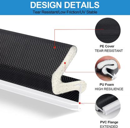 40FT Kerf V‑Shaped Weather Stripping Door Seal, Press‑in Seal for Pre‑Cut Slot Doors, Not Self‑Adhesive, Soundproof Draft Blocker for Exterior Front Doors, Fits Large Gaps, Easy DIY Install (White)