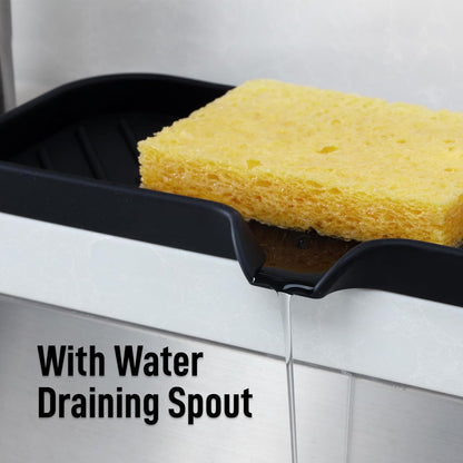 Zulay Kitchen (9x3.5in) Sponge Holder for Kitchen Sink - Flexible Heavy-Duty Multipurpose Sink Caddy - Counter Organizer for Kitchen, Bathroom, Makeup, Trinkets & More! (Grey)