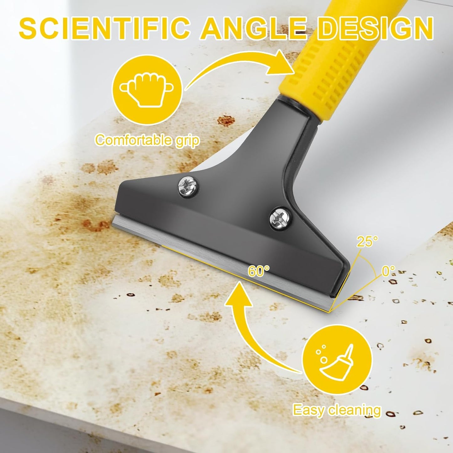 Razor Blade Scraper Tool with 15pcs Extra Blades, Multi-Surface Glass Stove Top Scraper for Paint, Window, Old Label, Decal Sticker, Ceramic Cooktops, Ovens