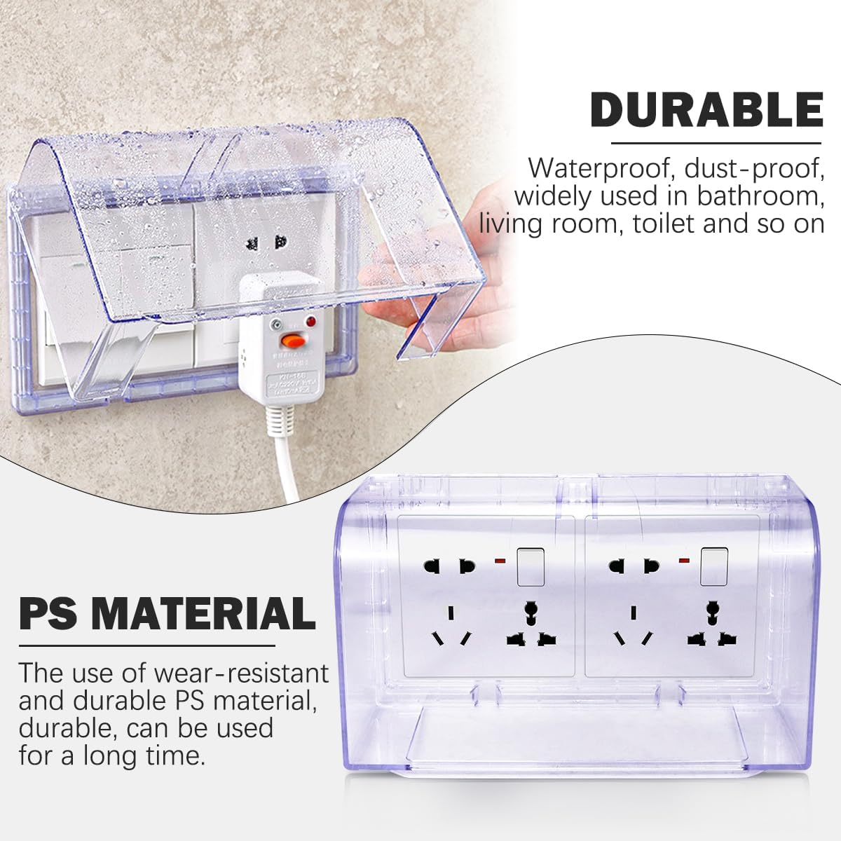 Flip Weatherproof Cover Outlet Cover, Electrical Power Outlet Cover, Wall Switch Socket Face Plate Panel Box (Black)