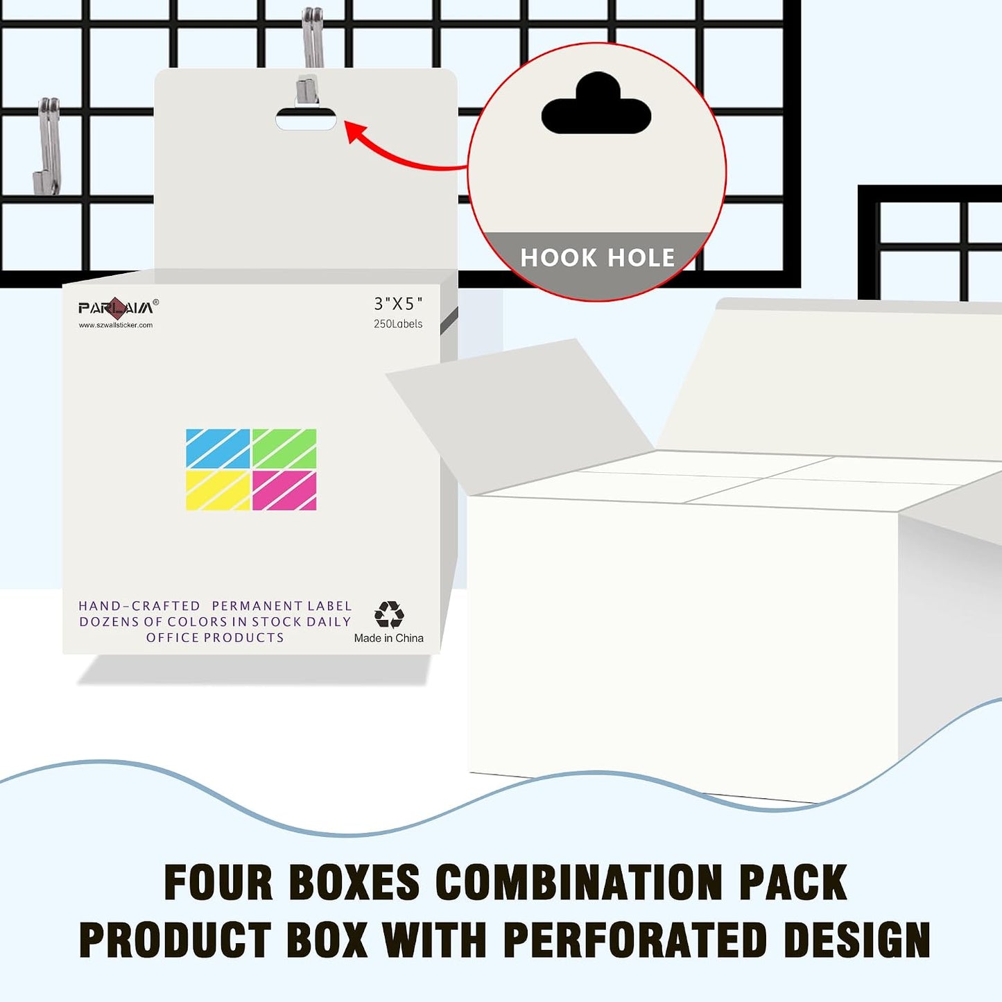 PARLAIM 3 X 5 Inch Rectangle Adhesive Color Coding Stickers,Square Inventory Stickers -250 Per Dispenser Box (Fluorescent Green)