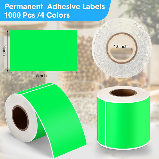 Marspark 1000 Pieces Colored Moving Labels Stickers 3 x 5 Inch Rectangular Colored Sticker Reusable Removable Stickers Coding Labels Adhesive Tags for Boxes Storage Bins Inventory Organize(Multicolor)