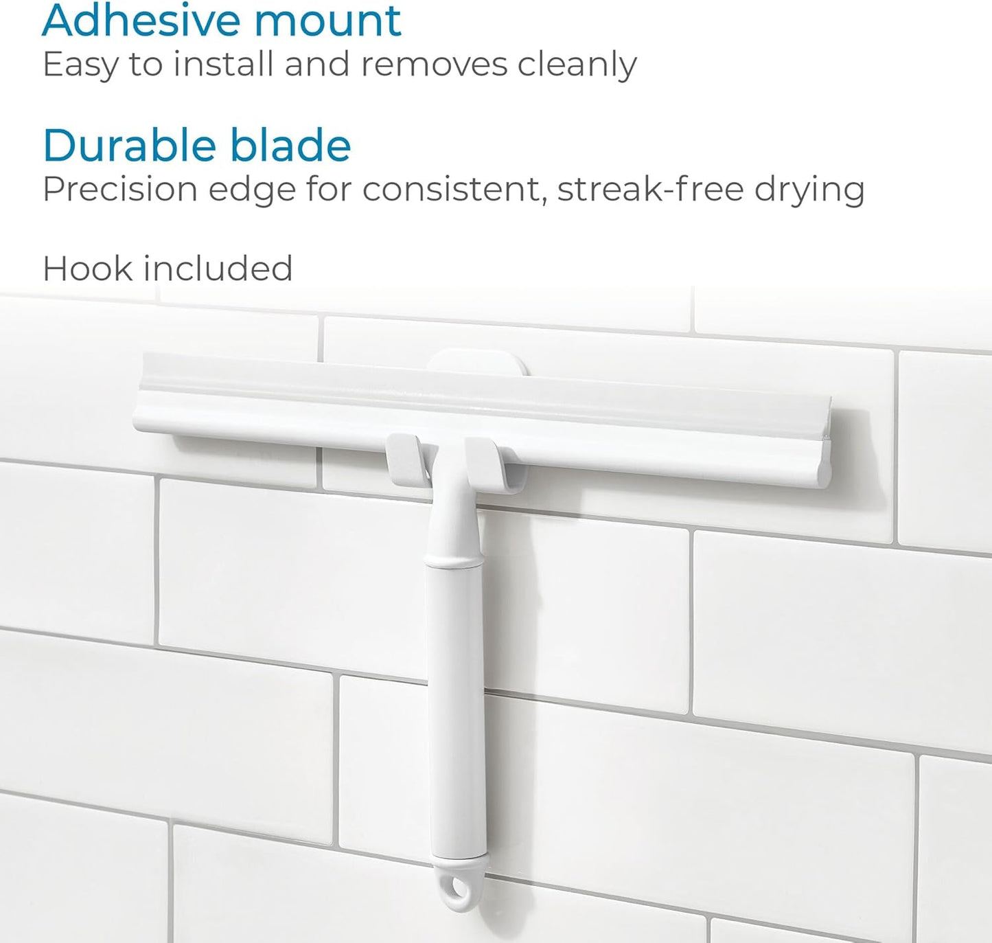 iDesign Shower Squeegee with Adhesive Hook - White