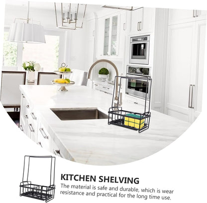 IMIKEYA Wall-mounted Sponge Holder Draining Rack for Kitchen Convenient Shelf for Sponges Dishcloths and Cleaning Tools Easy Installation Space-saving Design White