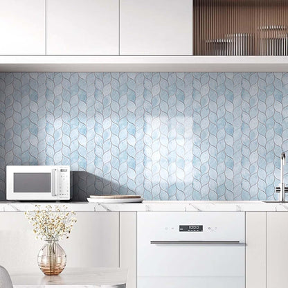Tilingview 10-Sheet Peel and Stick Backsplash Tile for Kitchen, Self-Adhesive Mosaic Glossy Leaf Stick on Wall Tile with Gaps (Leaf Beige)