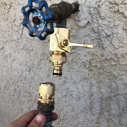 HQMPC Garden Hose Quick Connect Solid Brass Quick Connector Garden Hose Fitting Water Hose Connectors 3/4 inch GHT