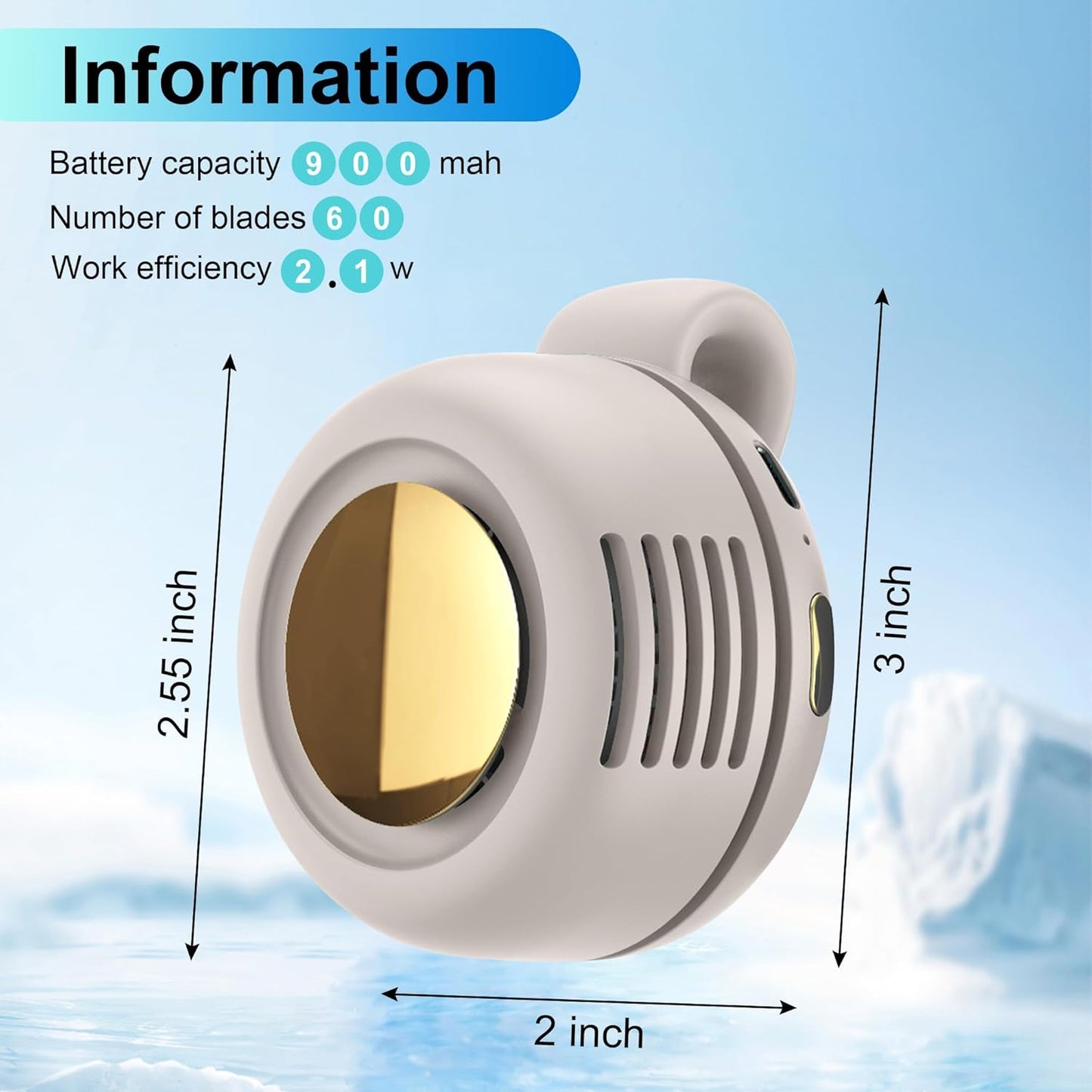 lfcforld Portable Electric Mini Bladeless Fan, Silent Mini Adjustable Clip-On USB Rechargeable Fan, 3-Speed Ultra-Quiet Personal Cooling Fan