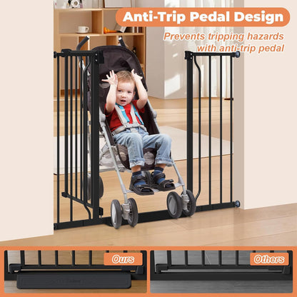 Baby Gate No Drilling, 29"-40" Auto Close Dog Gate Indoor for Doorways & Stairs, Pressure Mounted Adjustable Pet Gate, Easy Walk Through Child Gate for Children & Pets Stroller Friendly, White