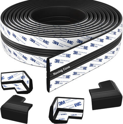 Roving Cove PreFit (Classic) Furniture Edge Corner Protector (Standard 15ft Edge 4 Corners), Baby Proofing Bumper Guards, Coffee Brown, Pre-Taped, for Straight Smooth Surfaces