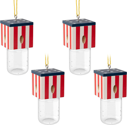 2 PCS Wood Carpenter Bee Trap for Outside - Best Bee Trap - Cube Flag Style Nature Hanging Carpenter Bee Traps Plastic Jar Outdoor - Insect Traps