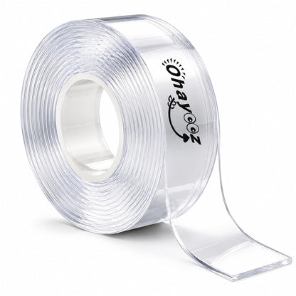 Ohayooz® Extra Strong Double Sided Tape Heavy Duty Removable 10FT, Clear Sticky Nano Adhesive Wall Tape for Hanging Picture, Poster, Carpet, Photo Deco