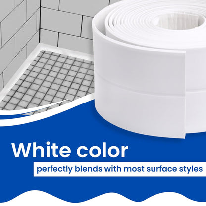 Gadgetime USA Bath & Kitchen Caulk Tape Sealant Strip - PVC Self Adhesive Waterproof Tape for Tub and Wall Sealing - Tape Caulk Sealer - Waterproof Sealant Tape - White - 1.5" x 10.5 Feet