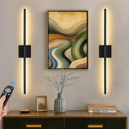 TaoFiaCo Battery Operated Wall Sconces Set of Two,Rechargeable Wall Sconces Set of 2 with Remote Control Dimmable Wall Light Decor for Living Room, Bathroom for, 24 Inch, Gold