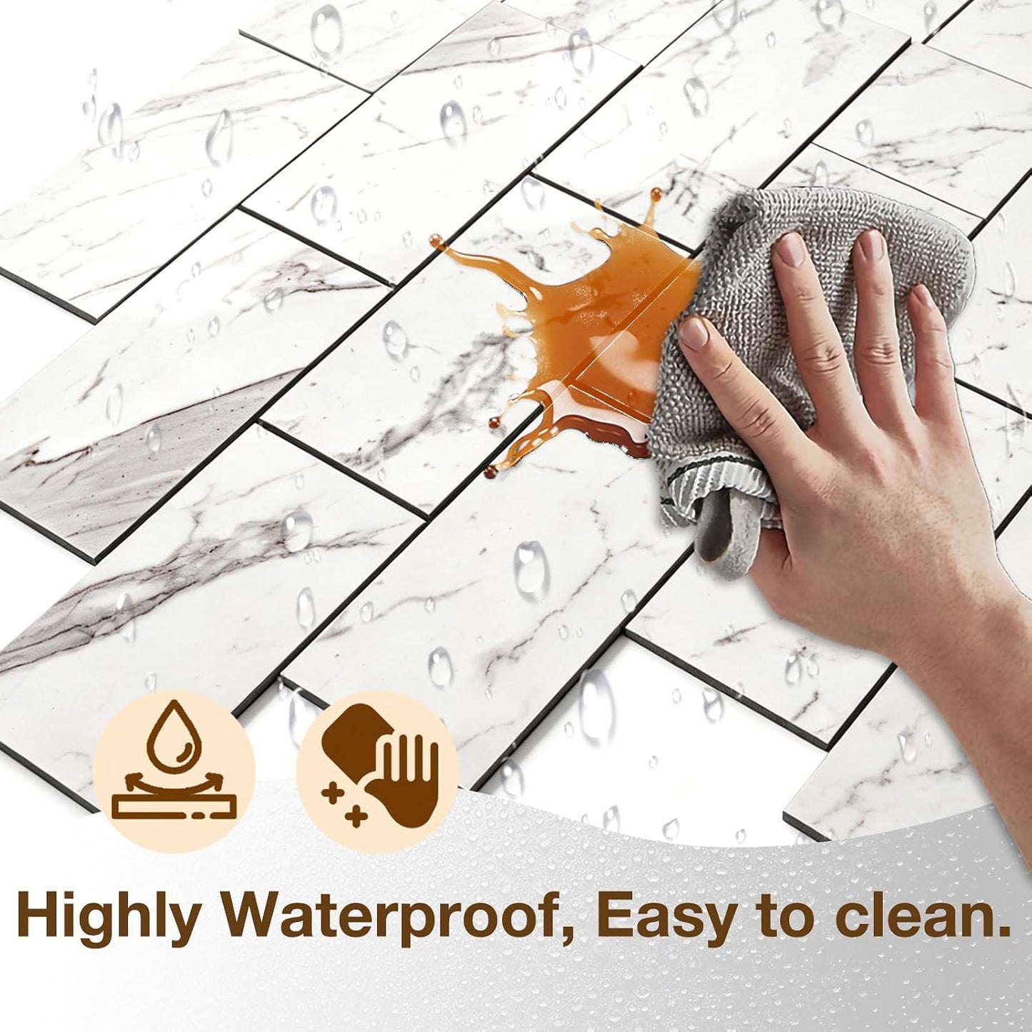Havenly Peel and Stick Backsplash Tile for Kitchen & Bathroom Walls (White, 10 Tiles - 9.7 sq. ft. (0.9 m²))