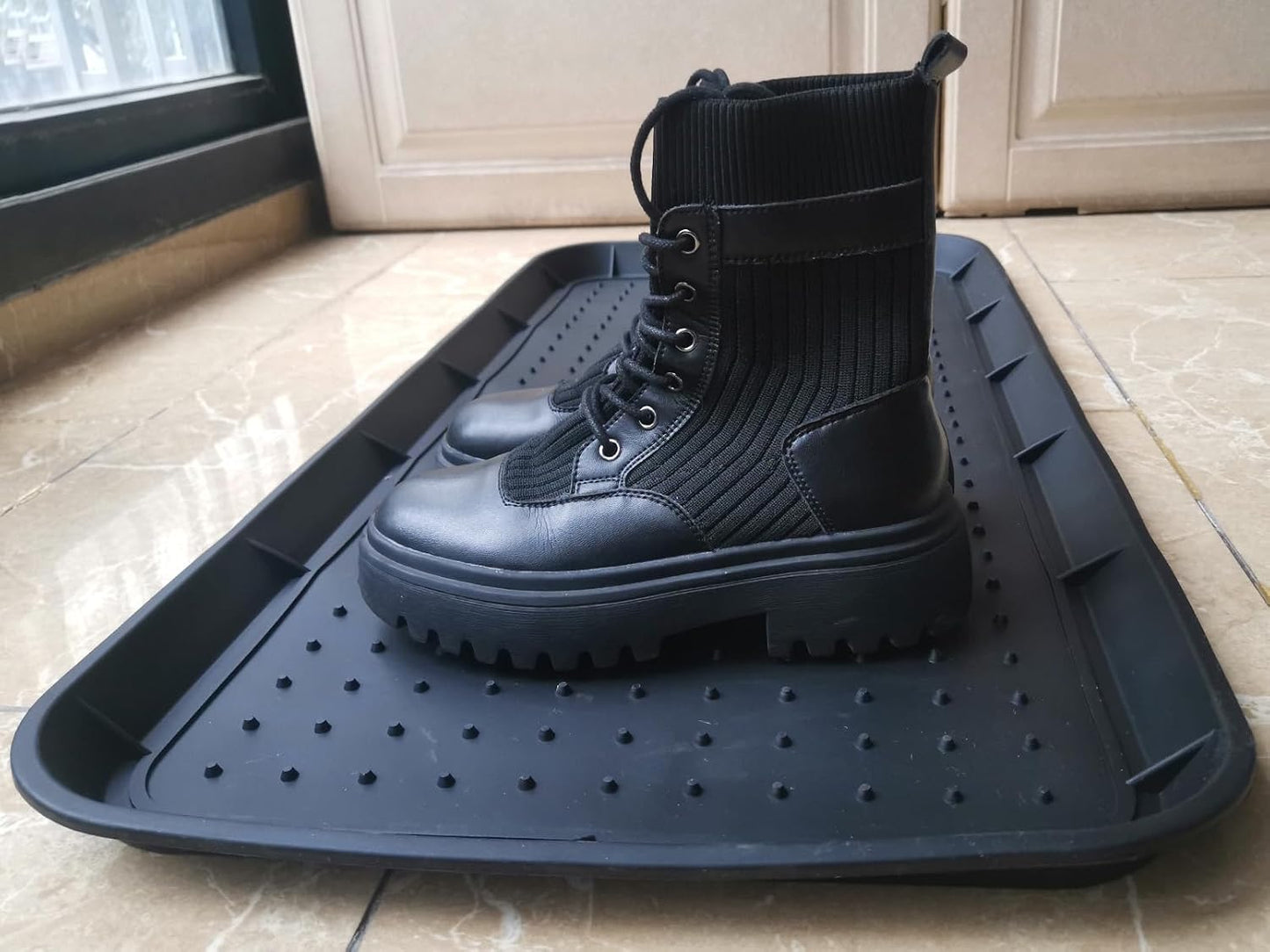 Rubber Boot Tray for Entryway,Boot Mat,Shoe Tray,Shoe Mat for Indoor and Outdoor Use (Soft Silicone Rubber, 29.5X14.9 inch)