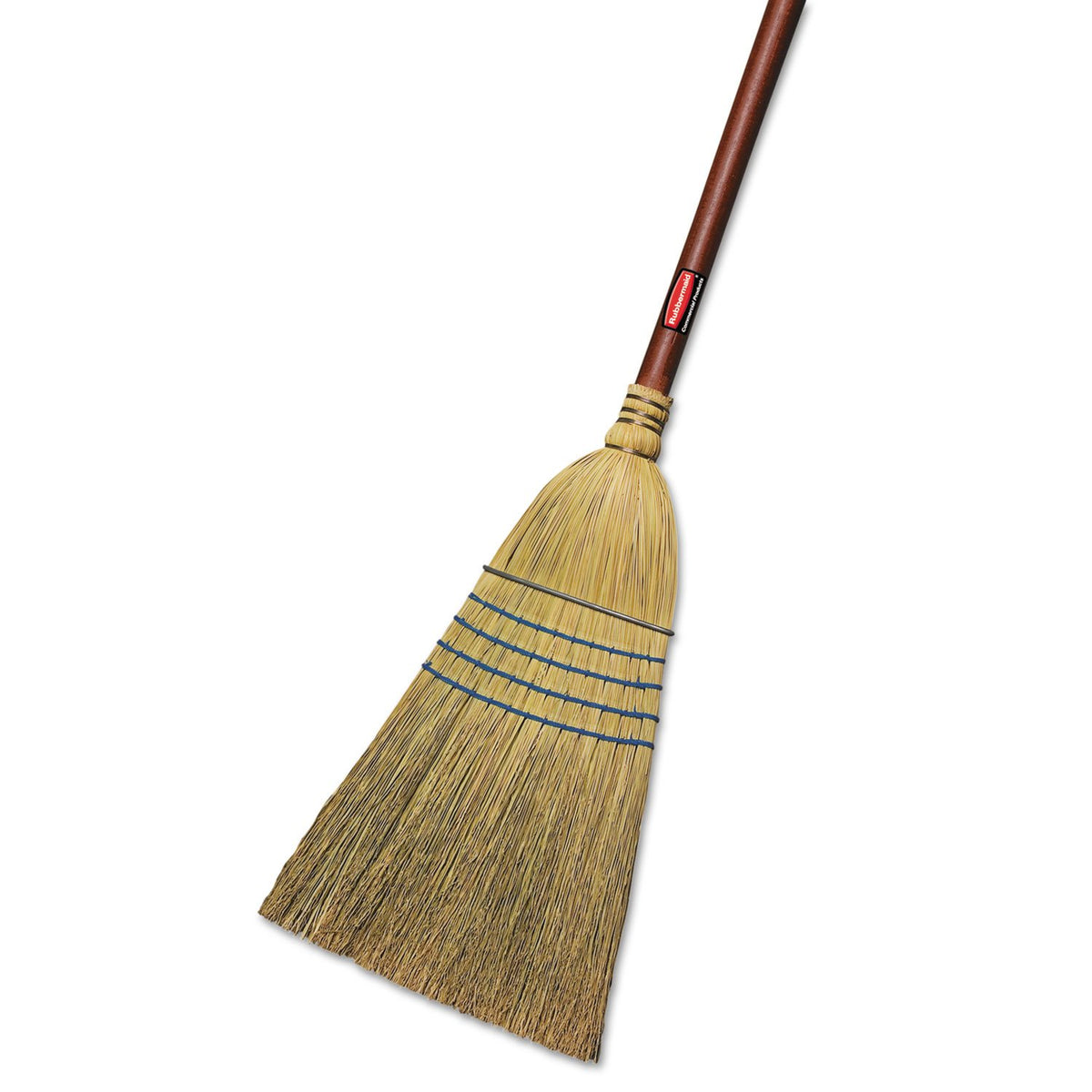Rubbermaid Commercial Products Heavy-Duty Corn Broom, 1 1/8-Inch Wood Handle, Red, Indoor/Outdoor Broom for Courtyard/Garage/Lobby/Mall/Office