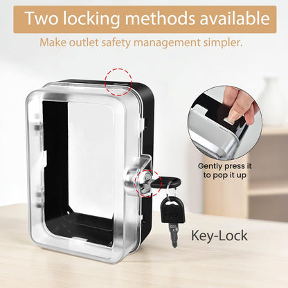 1 Pack Universal Baby Safety Electrical Outlet Cover Box Childproof Plug Cover - More Space for Large Plugs Easy to Install & Use Fit Socket Protector (Black)