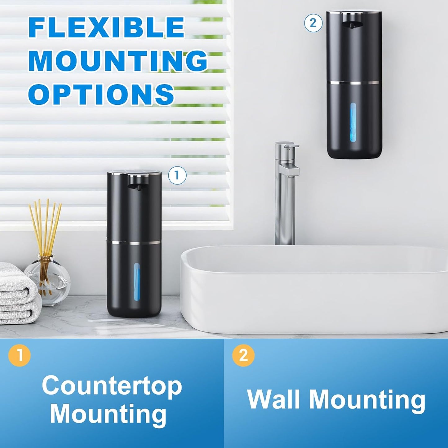 Automatic Foaming Touchless Soap Dispenser, Rechargeable 1500mAh with Sensor for Bathroom Kitchen 13.5oz/380ml Silver