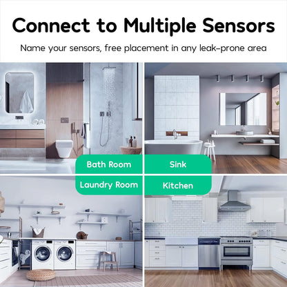 Winees WiFi Water Leak Detector for Home, 3 Pack Water Sensors with 100dB Adjustable Alarm, Leak Alert Email&SMS Notification, 200M Transmission for Basement, Bathroom, Laundry, IFTTT, 2.4G WiFi Only