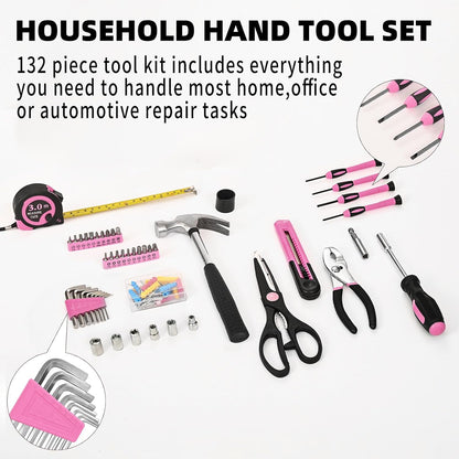 HANGYING 39-Piece Basic Household Tool Set with Toolbox Storage Case, Blue | Basic Home Tool Kit, Small Hand Tool Kit, General Home Repair, for Home Garage, Office, College Dormitory, Daily DIY Use