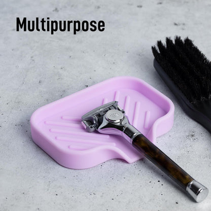 Zulay Kitchen (9x3.5in) Sponge Holder for Kitchen Sink - Flexible Heavy-Duty Multipurpose Sink Caddy - Counter Organizer for Kitchen, Bathroom, Makeup, Trinkets & More! (Grey)