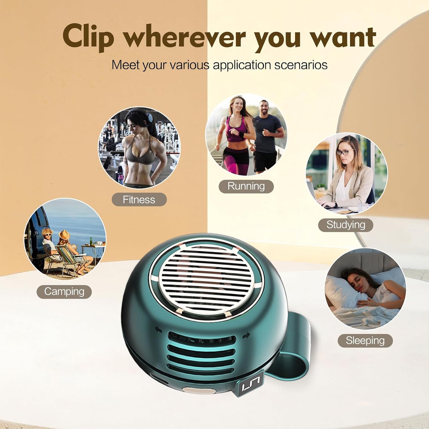Portable Silent Mini Bladeless Electric Fan,Small fan Clip on for Shirt & Waist,2026 New Mini Bladeless Fan Clip On,Adjustable 3-Speed For Outdoor & Travel & Office, Travel Accessories, Gift (white)