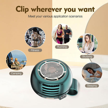 Portable Silent Mini Bladeless Electric Fan,Small fan Clip on for Shirt & Waist,2026 New Mini Bladeless Fan Clip On,Adjustable 3-Speed For Outdoor & Travel & Office, Travel Accessories, Gift (white)
