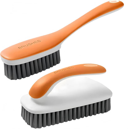 Scrub Brush for Stains-2 Pack Fabric Cleaning Brush,Laundry Stain Remover Brush,Clothes Scrub Brushes Cleaner Soft Bristle Scrubbing Brushes Household Cleaning for Carpet Clothes Bags & More (Gray)