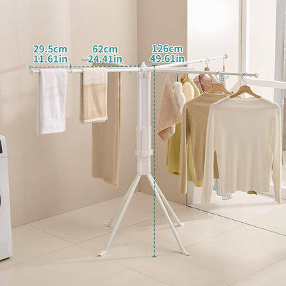 JOOM Tripod Clothes Drying Rack, Garment Rack Portable and Foldable Space Saving Laundry Drying Rack - Drying Rack Clothing Floor Folding Balcony Bedroom Household Wooden