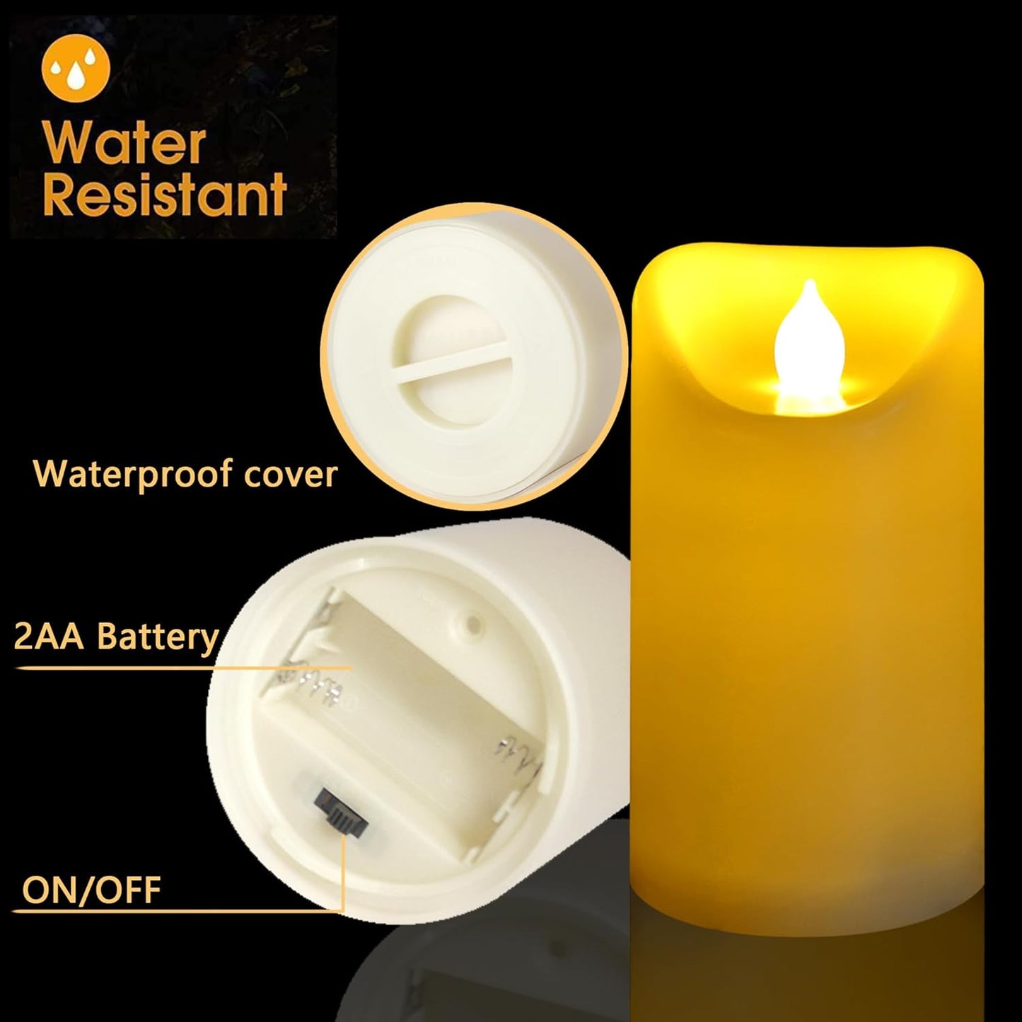 CANDLE CHOICE Waterproof Outdoor Battery Operated Flameless Candles with Remote Timer Plastic Flickering Fake Electric LED Pillars for Lantern Garden Wedding Christmas Decorations 3x4 Inches 3 PCS