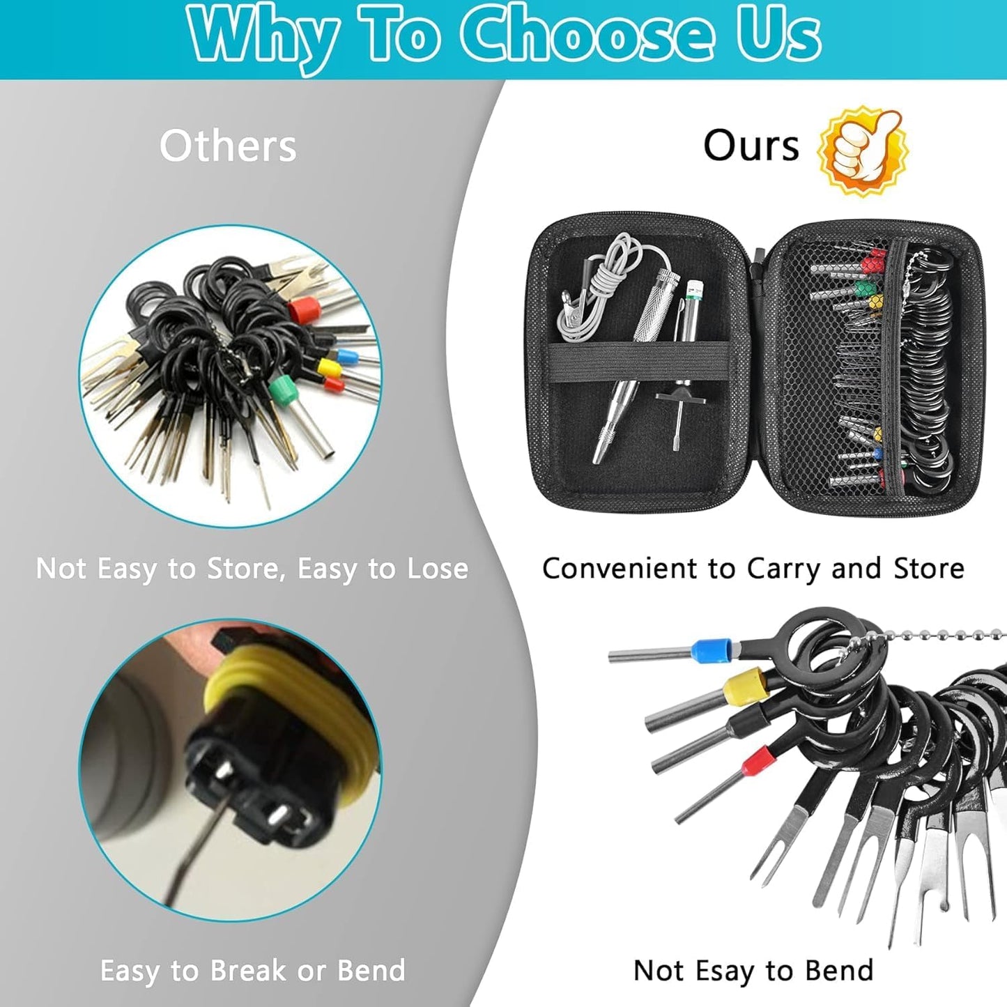 Terminal Pin Removal Tool Kit 82 Pcs Depinning Electrical Connector Pin Extractor Tool Set Wire Terminal Release for Automotive Car Household Devices - Black