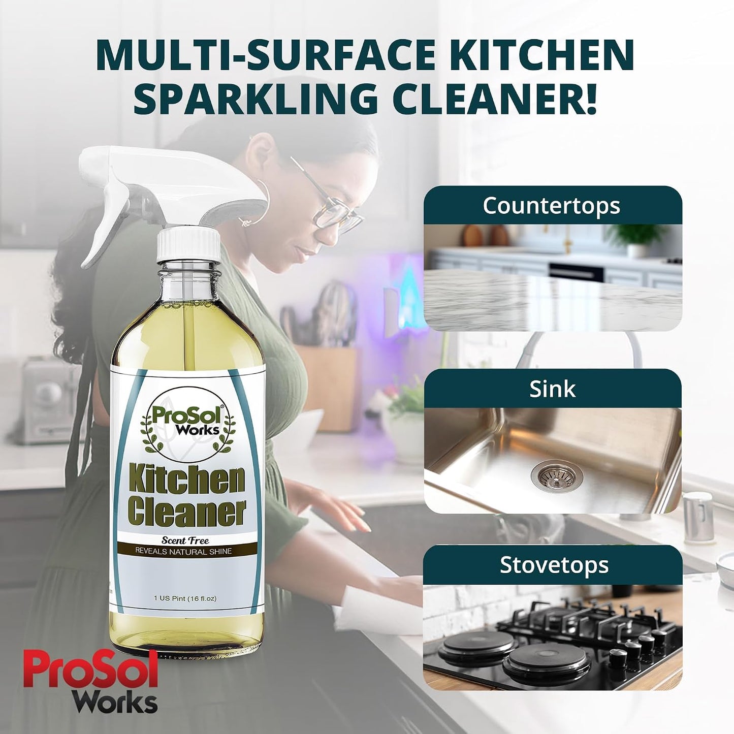 Degreaser Cleaner Heavy Duty Cleaning Spray 16 oz - Kitchen Cleaner for Stubborn Splatters, Stove Top, Grill, Drip Pans, & Oven Cleaner - Safe on All Surfaces - Fresh Scent