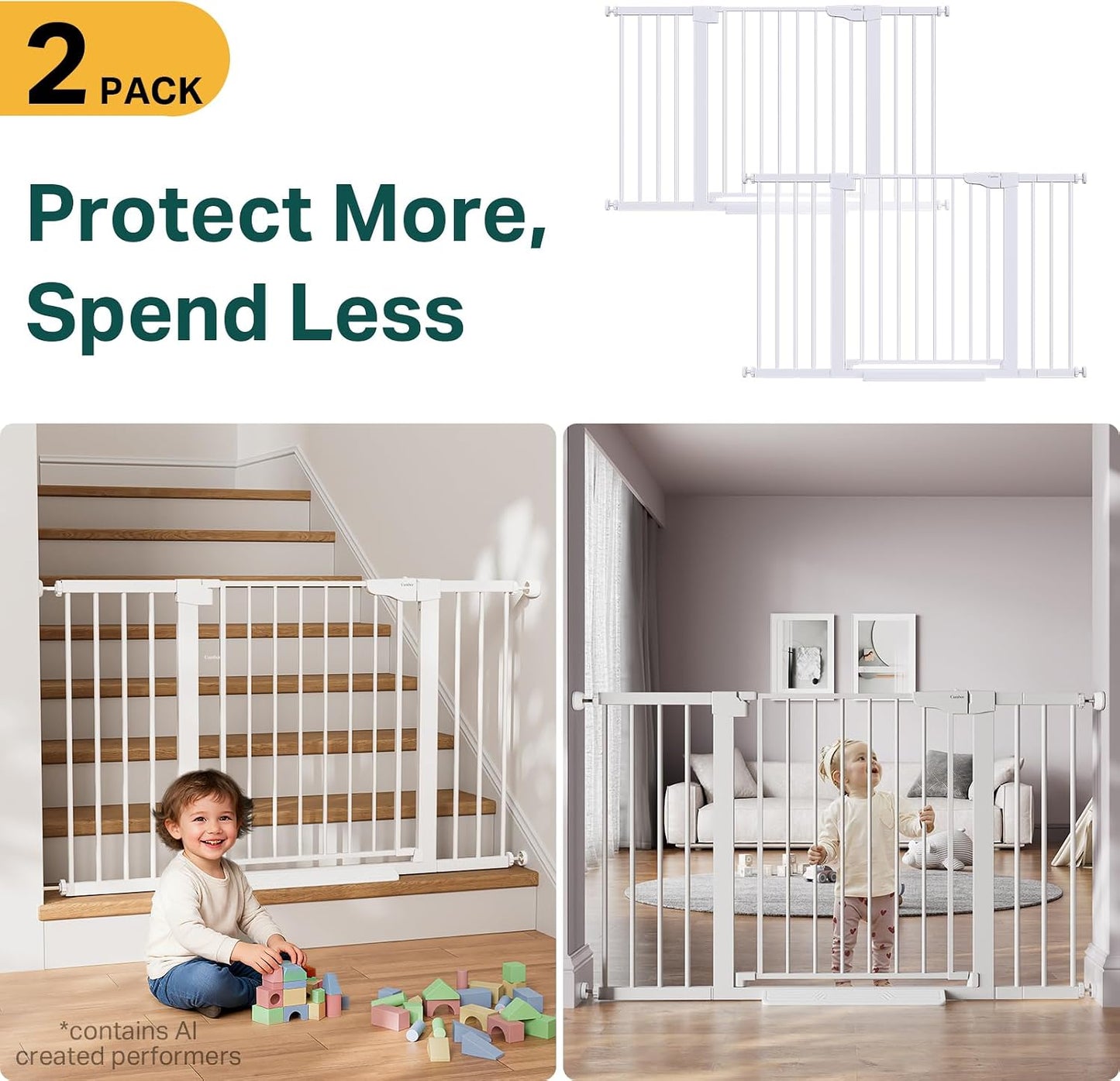 Cumbor 29.7-48" Baby Gate for Stairs, Mom's Choice Awards Winner-Dog Gate for Doorways, Auto Close Safety Pet Gate for Dogs Indoor, Easy Install Pressure Mounted Child Gate with Walk Thru Door, Brown