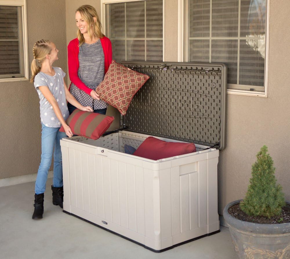 LIFETIME 60012 Extra Large Deck Box, 130 Gallon, Desert Sand/Brown