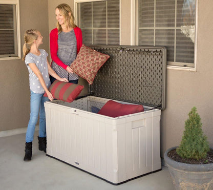 LIFETIME 60012 Extra Large Deck Box, 130 Gallon, Desert Sand/Brown