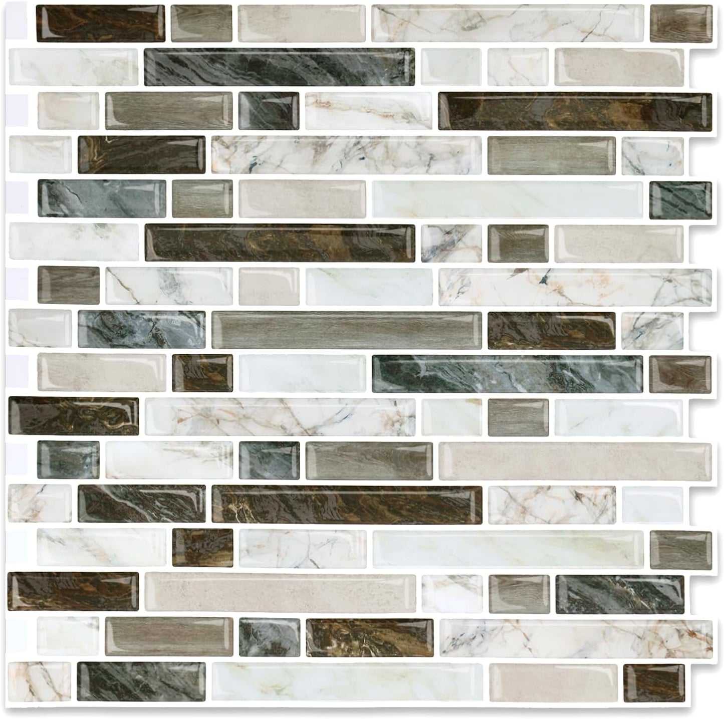 Yipscazo 10 Sheets Peel and Stick Backsplash for Kitchen Wall, 12''x12'' Waterproof Stick on Backsplash Smart Tiles for Bathroom,Removable Backsplash Wall Tiles in Gray White