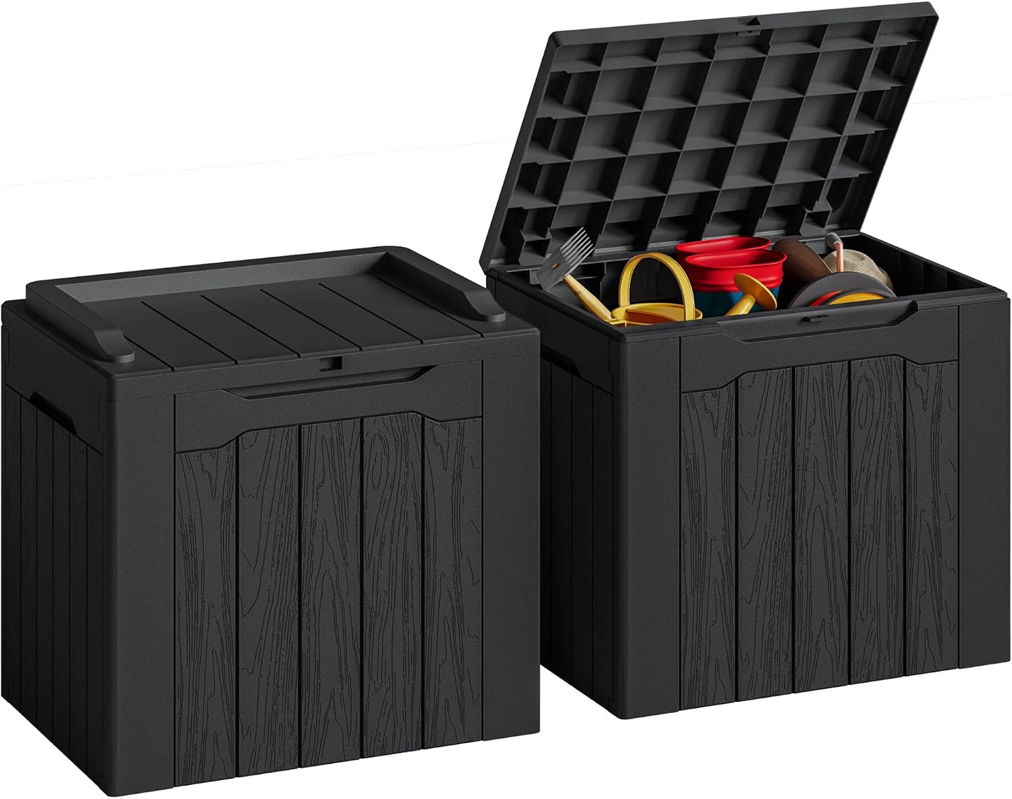 JUMMICO 31 Gallon Resin Deck Box Waterproof Indoor Outdoor Storage Boxes for Patio Furniture Cushions and Garden Tools (Brown)
