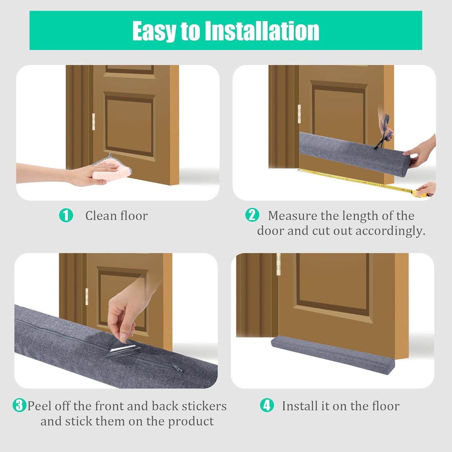 BALAPET 2 Pcs Door Draft Stopper,Sliding Door Draft Stopper Glass Door Draft Blocker, Patio Under Door Draft Stopper Winter Door Insulation Strip Provides Door Insulation and Weather Stripping
